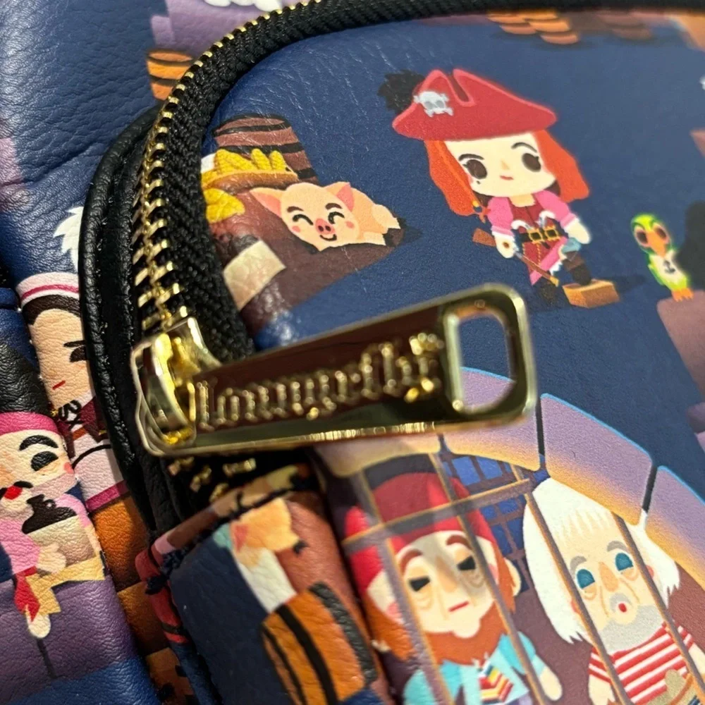 LOUNGEFLY DISNEY Mini Backpack with Pirates Of The Caribbean Cartoon Style Print - Picture 12 of 12